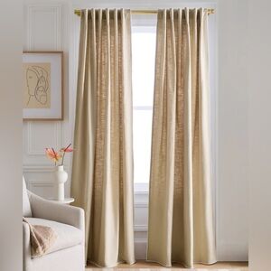 Quince Piped Edge Cotton Curtain Natural/White Piping Set of 2 48 x 108 in‎ 0013